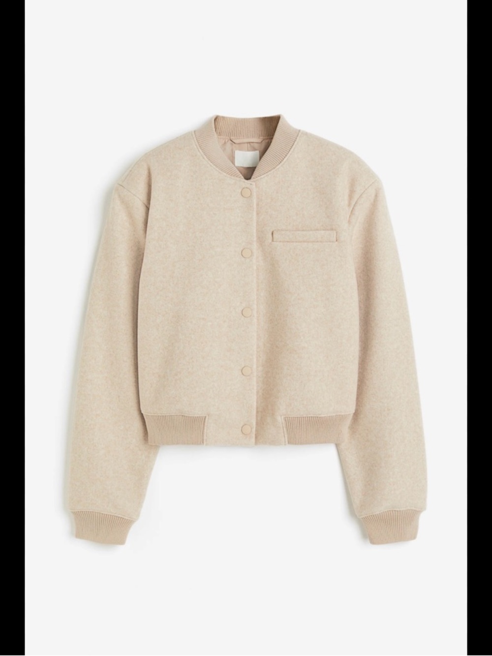 H&M Neutral Beige Varsity Bomber Jacket